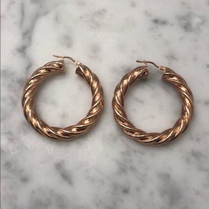 Rose tone bronze milor Italy hoop earrings